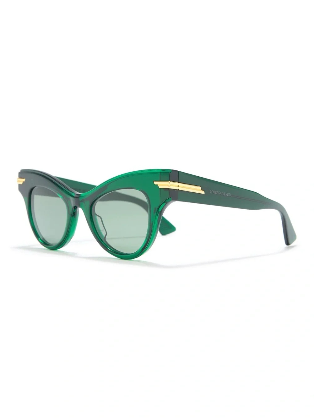 Bottega Veneta Green Cat-Eye Sunglasses with Gold Accents